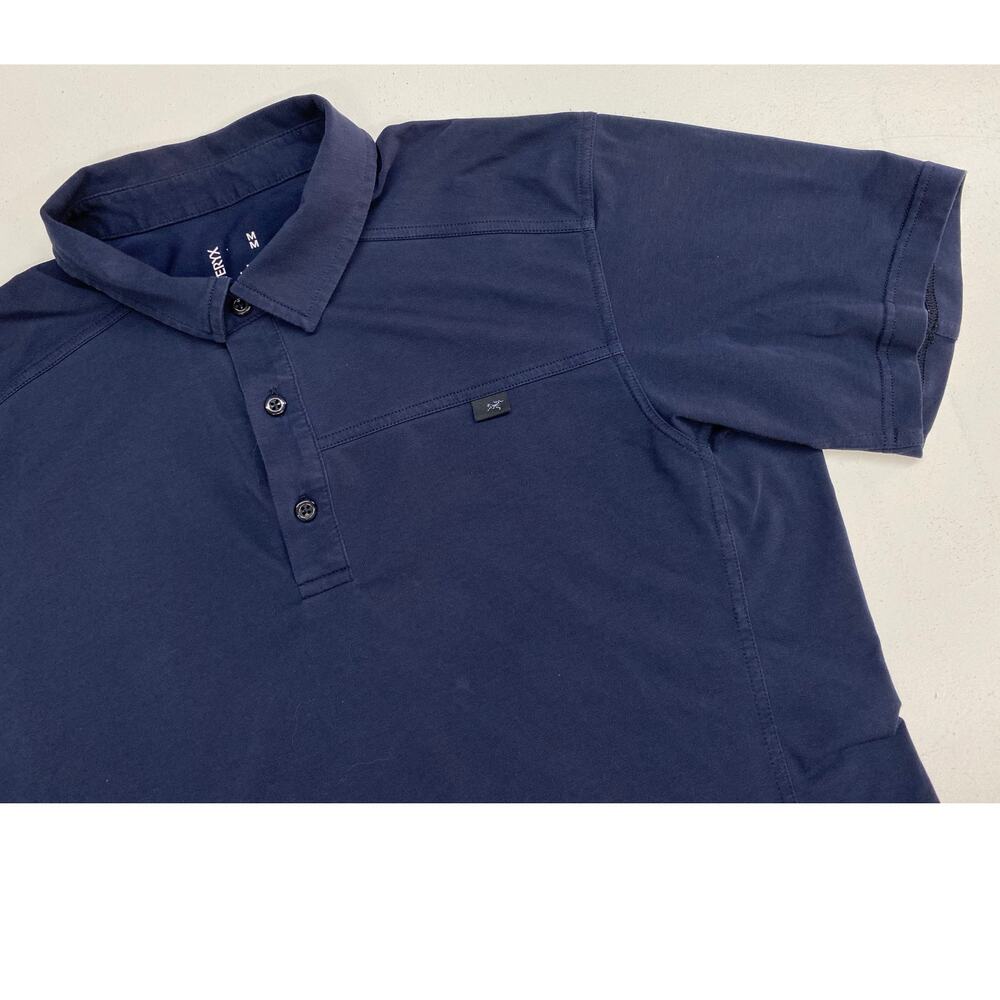 Men Arc'Teryx Captive soft cotton blend short sleeve navy blue polo shirt M